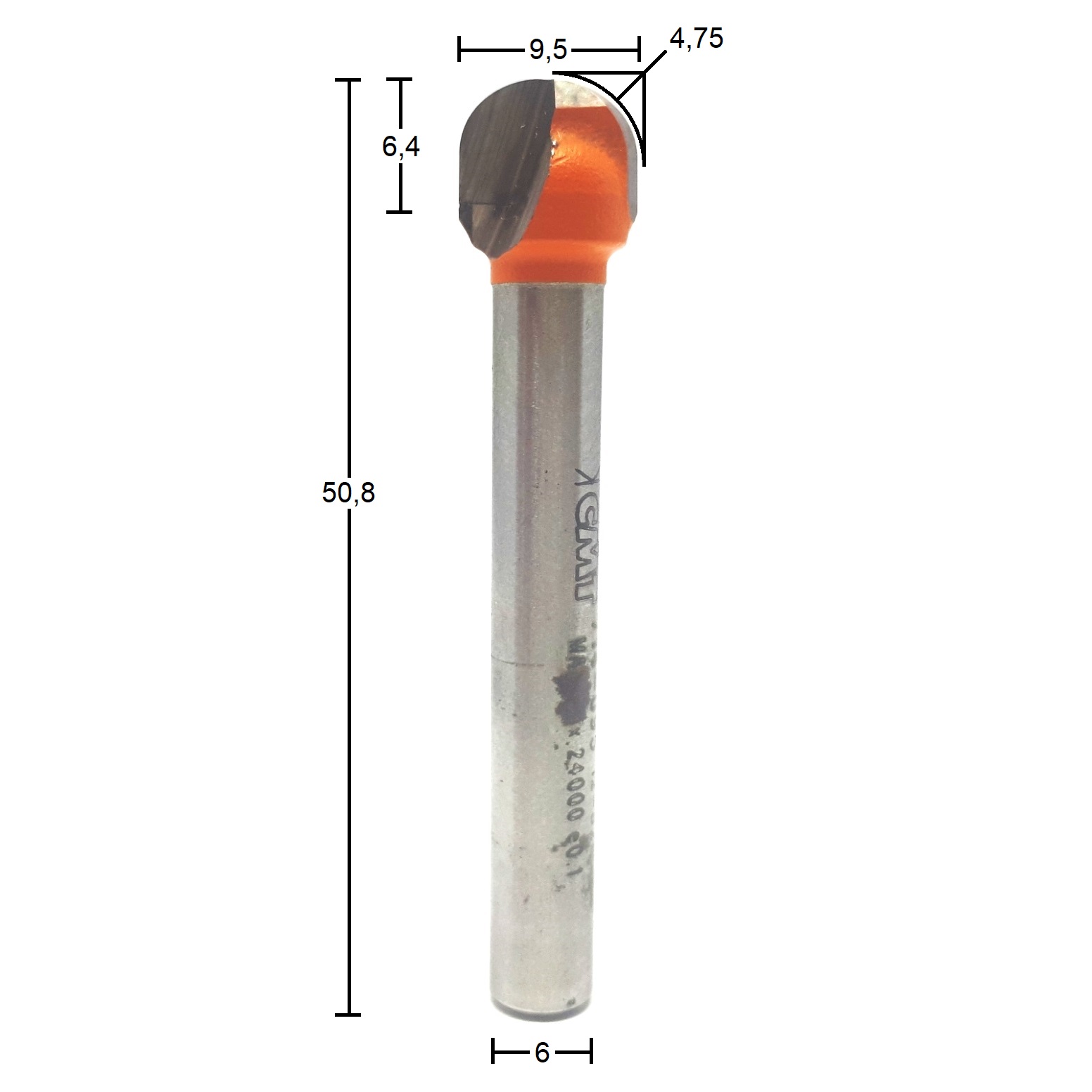 Fresa com Raio Convexo HW Ø9,5x4,75mm - marca CMT - Cód. 714.095.11